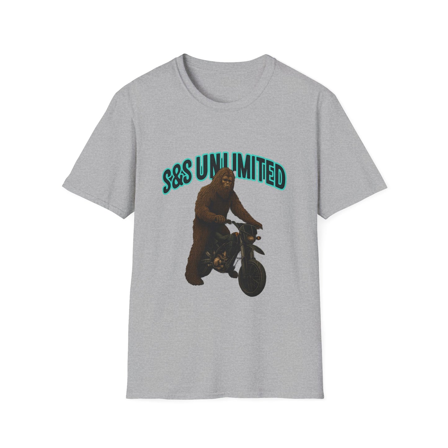 Bigfoot Motorcycle T-Shirt, Unisex Graphic Tee, Retro Sasquatch Shirt, Gift for Adventurers, Quirky Everyday Wear