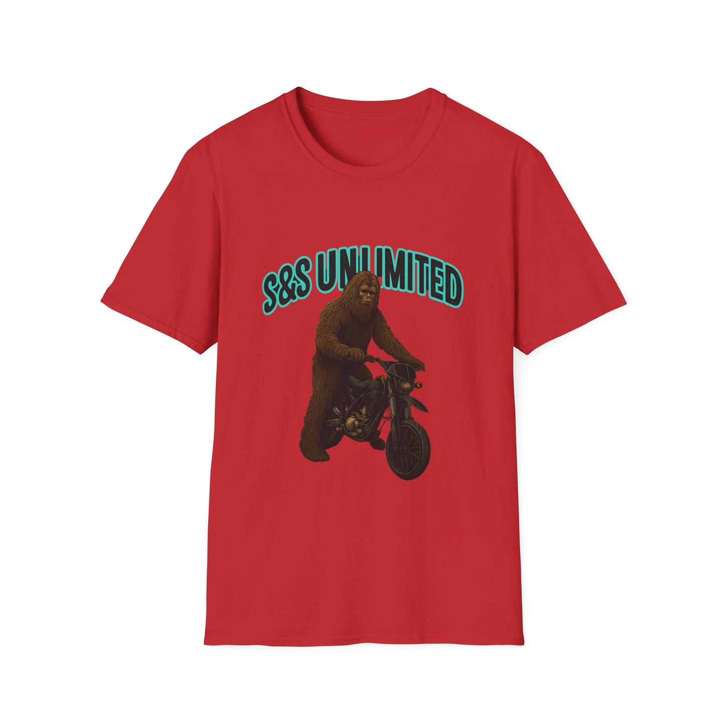 Bigfoot Motorcycle T-Shirt, Unisex Graphic Tee, Retro Sasquatch Shirt, Gift for Adventurers, Quirky Everyday Wear