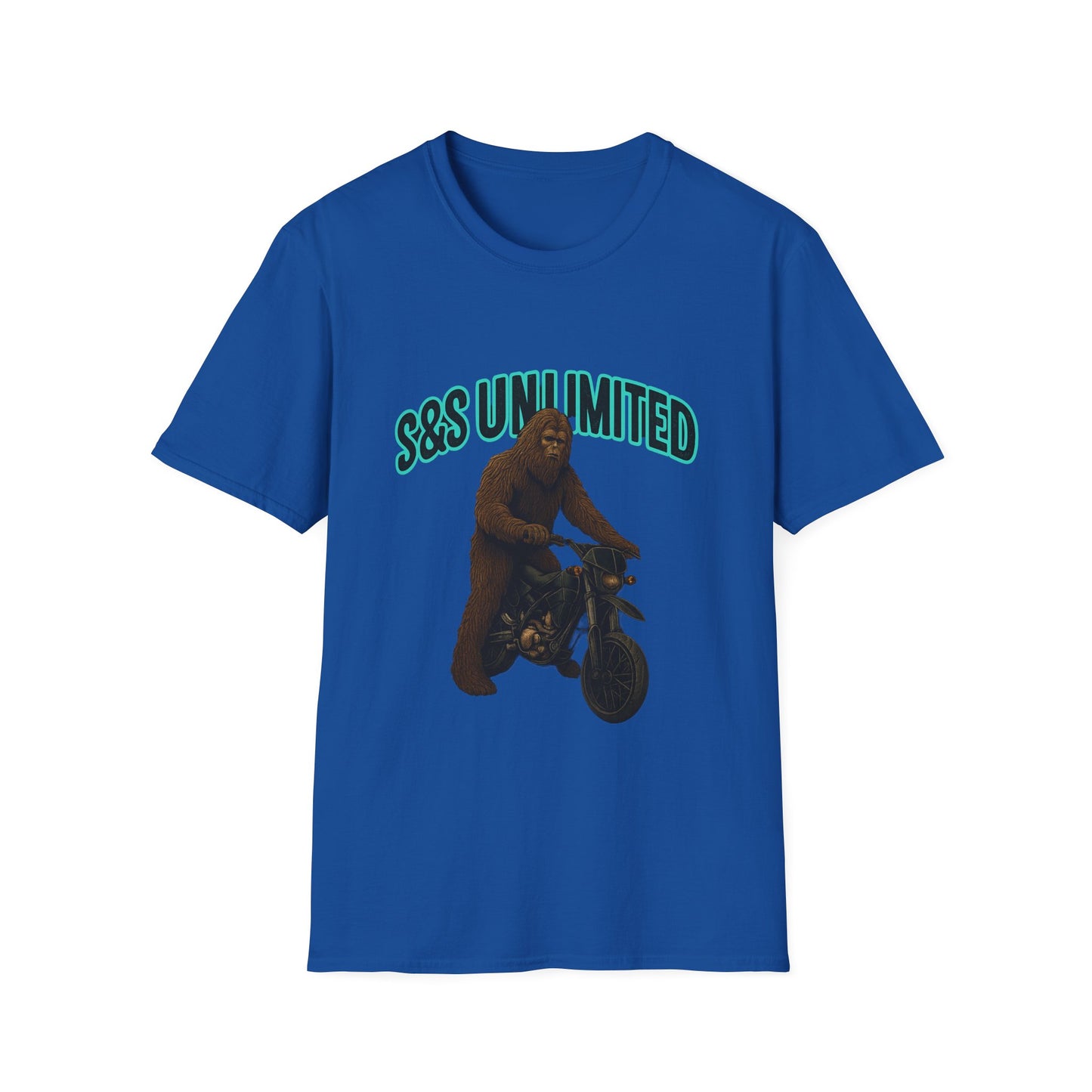 Bigfoot Motorcycle T-Shirt, Unisex Graphic Tee, Retro Sasquatch Shirt, Gift for Adventurers, Quirky Everyday Wear