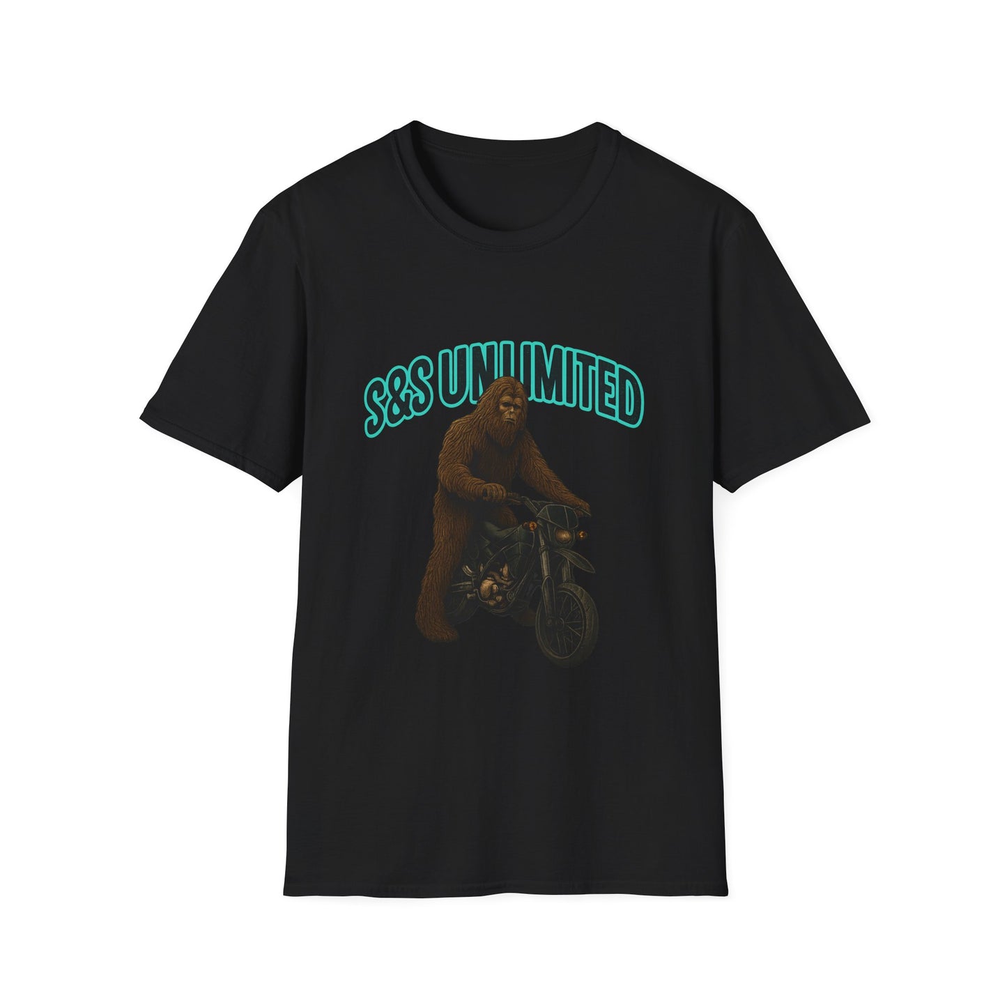 Bigfoot Motorcycle T-Shirt, Unisex Graphic Tee, Retro Sasquatch Shirt, Gift for Adventurers, Quirky Everyday Wear